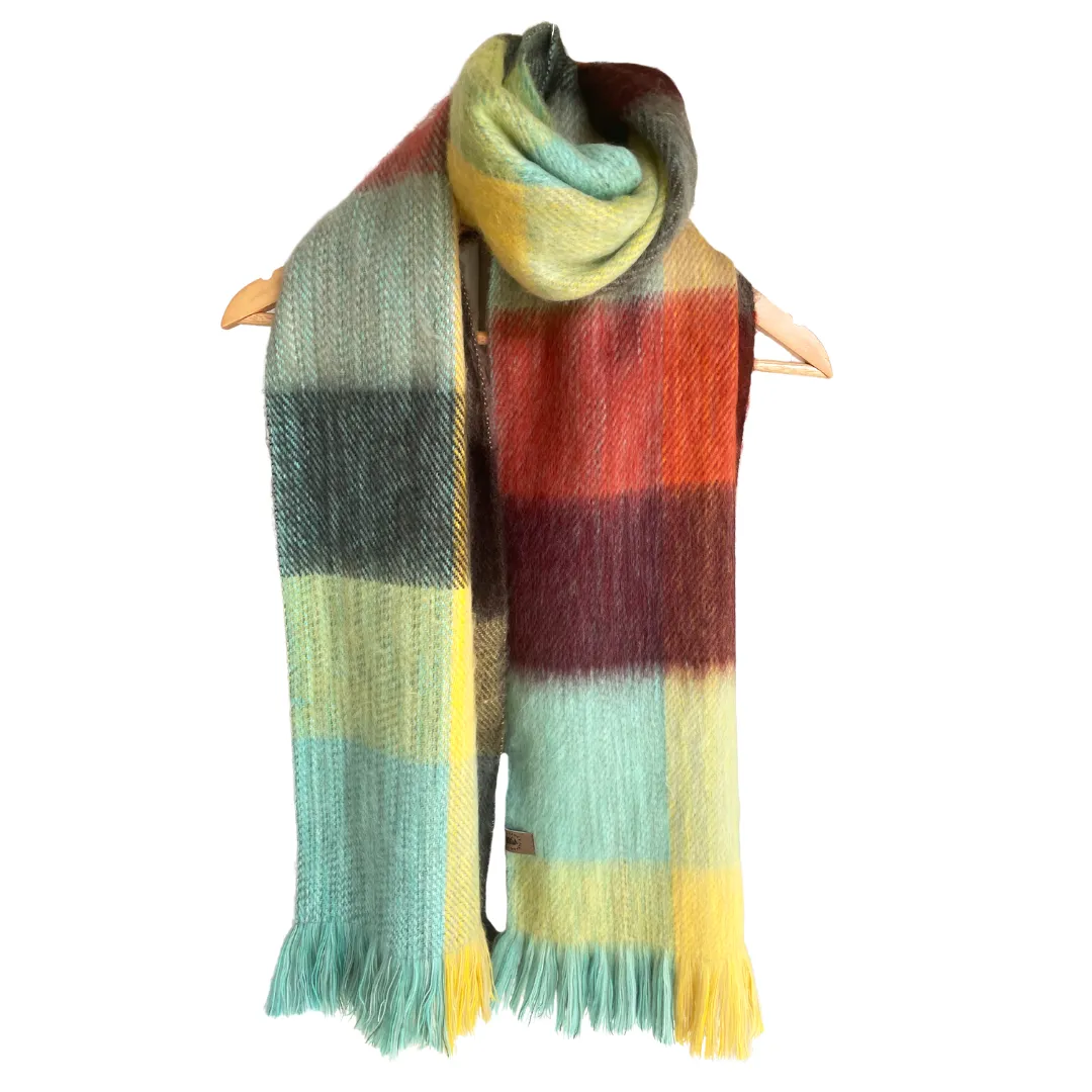 Cozy Colorful Patchwork Alpaca Wool Scarf