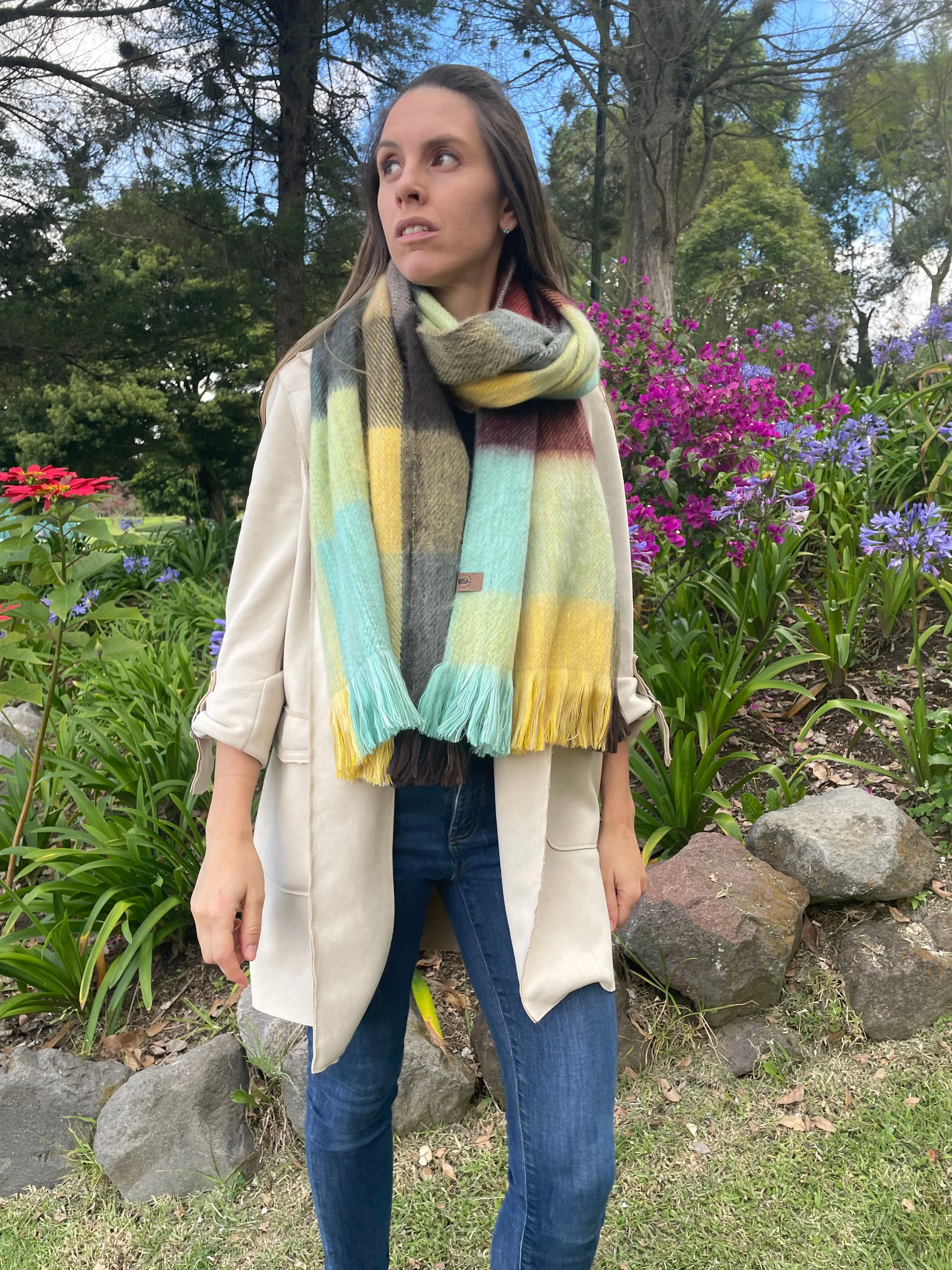 Cozy Colorful Patchwork Alpaca Wool Scarf