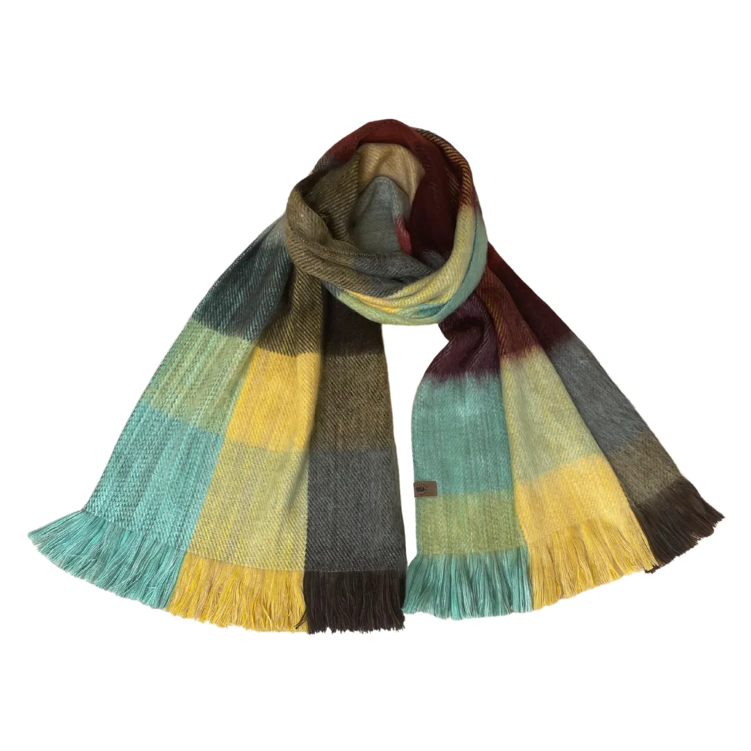 Cozy Colorful Patchwork Alpaca Wool Scarf
