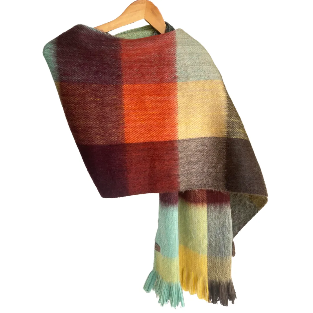 Cozy Colorful Patchwork Alpaca Wool Scarf