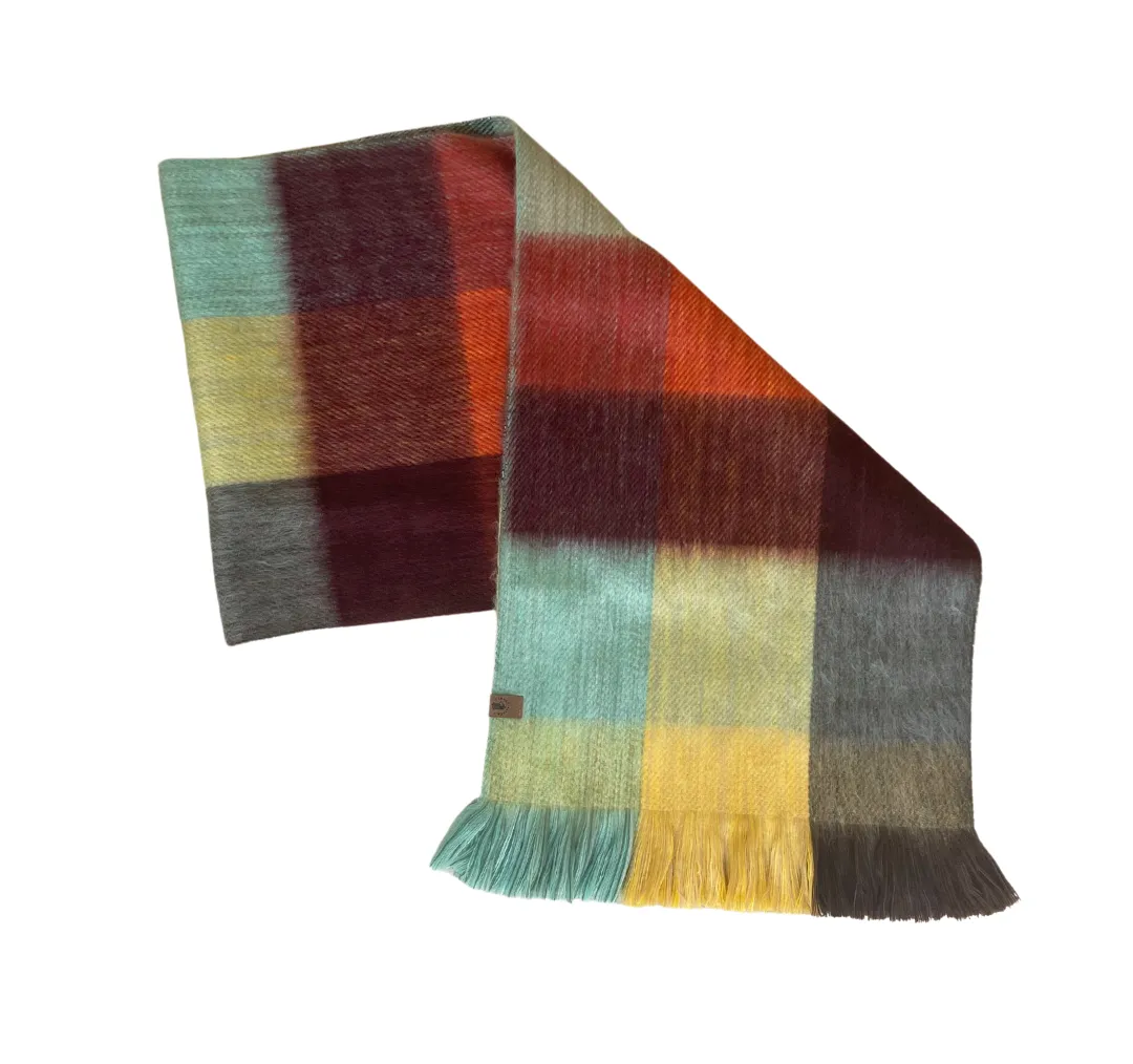 Cozy Colorful Patchwork Alpaca Wool Scarf
