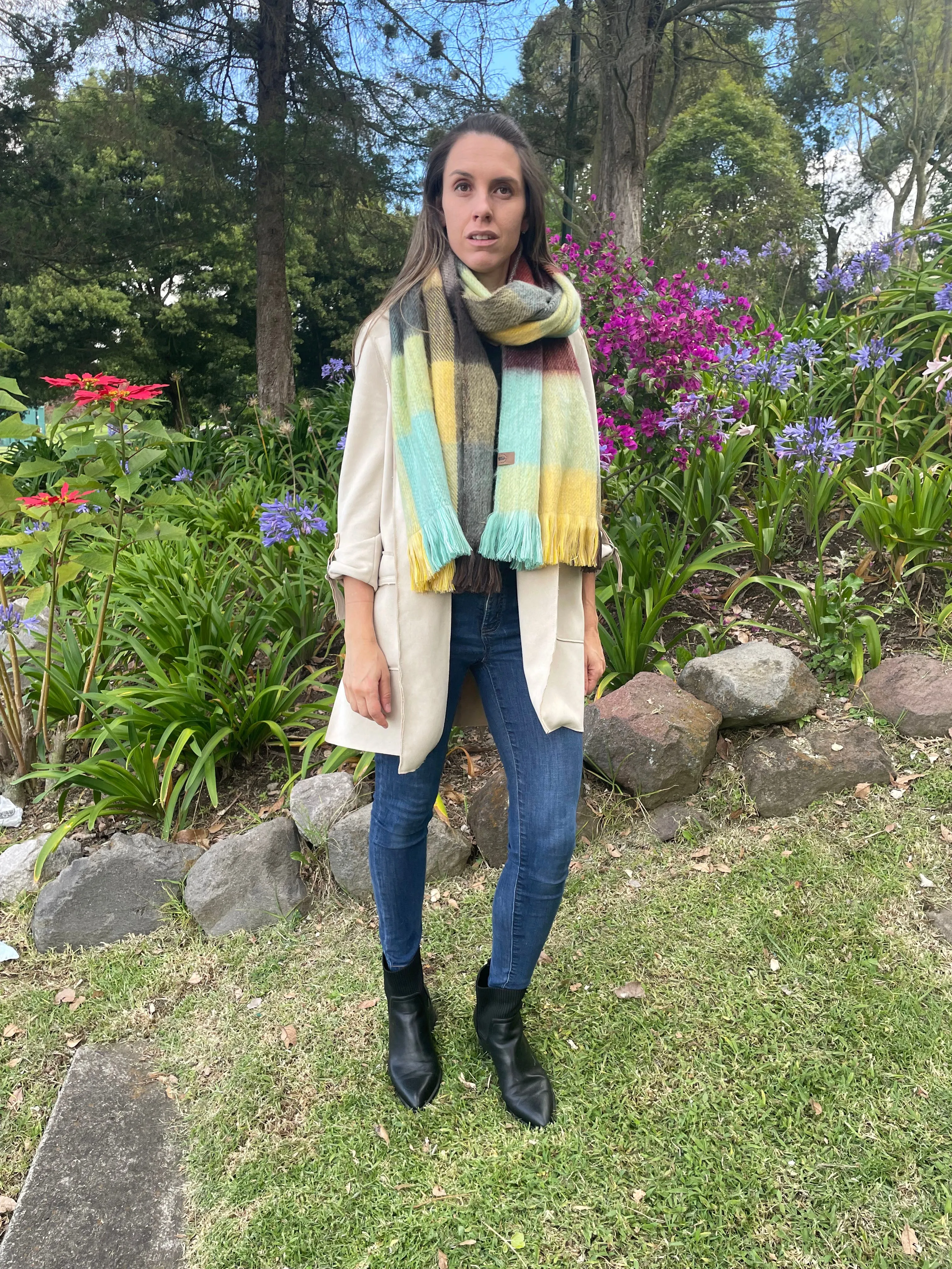Cozy Colorful Patchwork Alpaca Wool Scarf