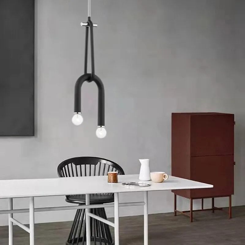 Creative 2 Bulb Chandeliers Adjustable Height Black Metal Dining Room Kitchen Lamp Bedside Lighting Fixtures Drop Shipping