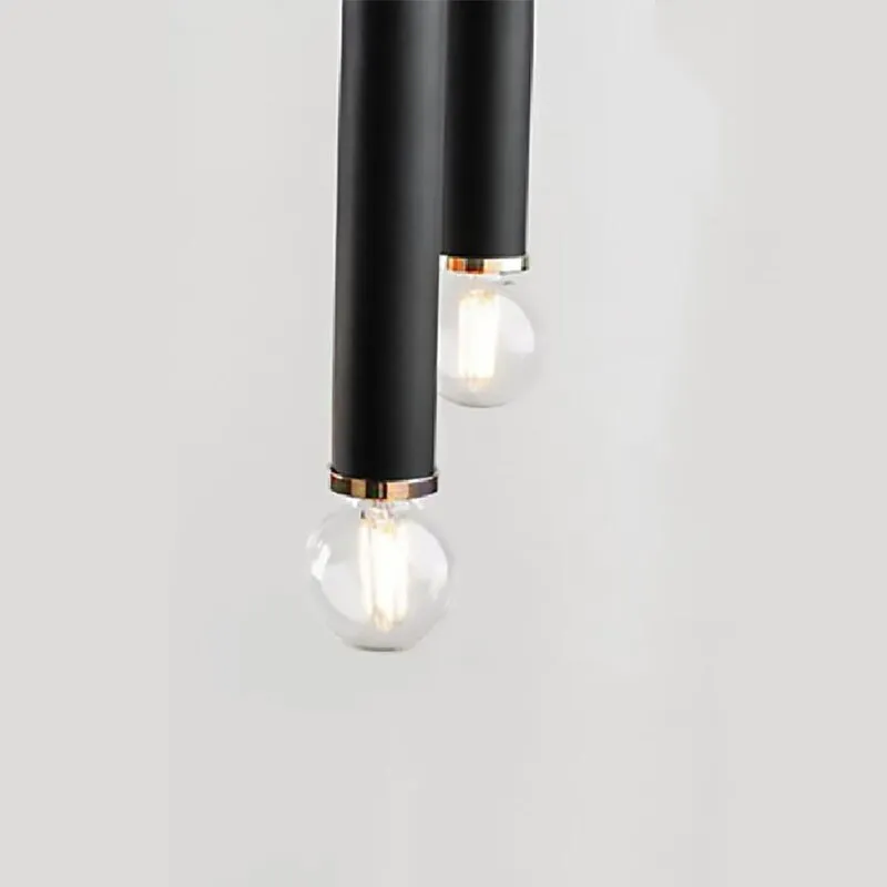 Creative 2 Bulb Chandeliers Adjustable Height Black Metal Dining Room Kitchen Lamp Bedside Lighting Fixtures Drop Shipping