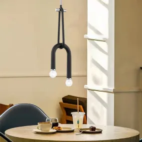 Creative 2 Bulb Chandeliers Adjustable Height Black Metal Dining Room Kitchen Lamp Bedside Lighting Fixtures Drop Shipping
