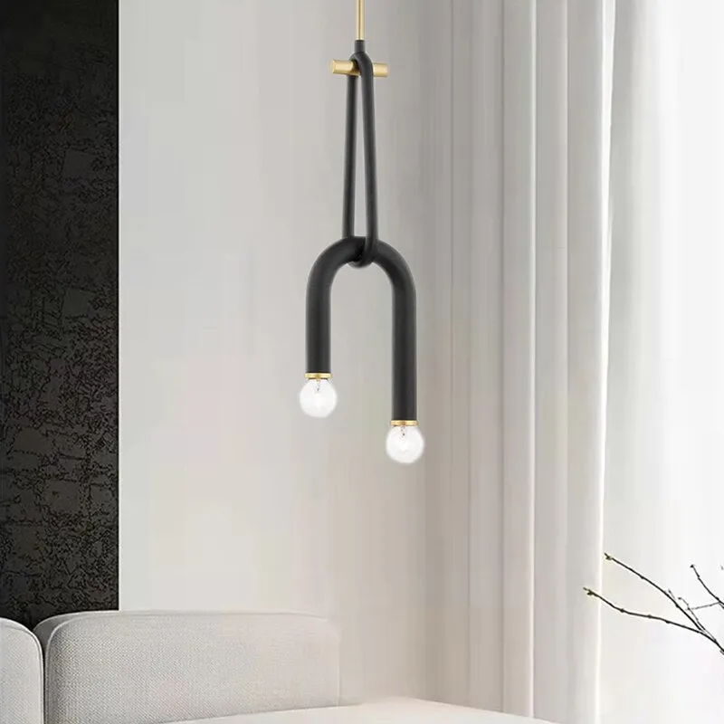 Creative 2 Bulb Chandeliers Adjustable Height Black Metal Dining Room Kitchen Lamp Bedside Lighting Fixtures Drop Shipping
