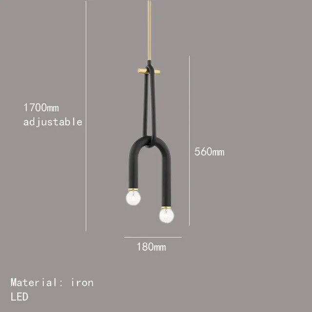 Creative 2 Bulb Chandeliers Adjustable Height Black Metal Dining Room Kitchen Lamp Bedside Lighting Fixtures Drop Shipping