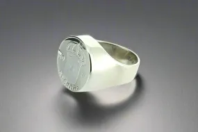 Crown coin signet ring - sterling silver