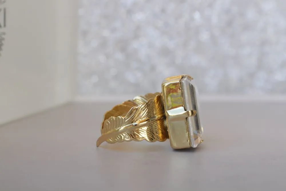 CRYSTAL SIGNET RING