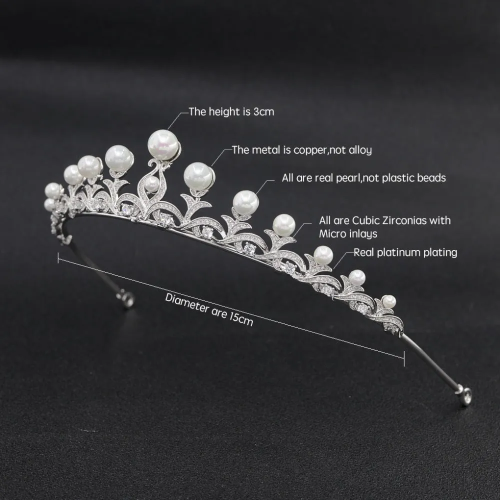 Cubic zircon wedding  bridal royal tiara diadem crown CH10046