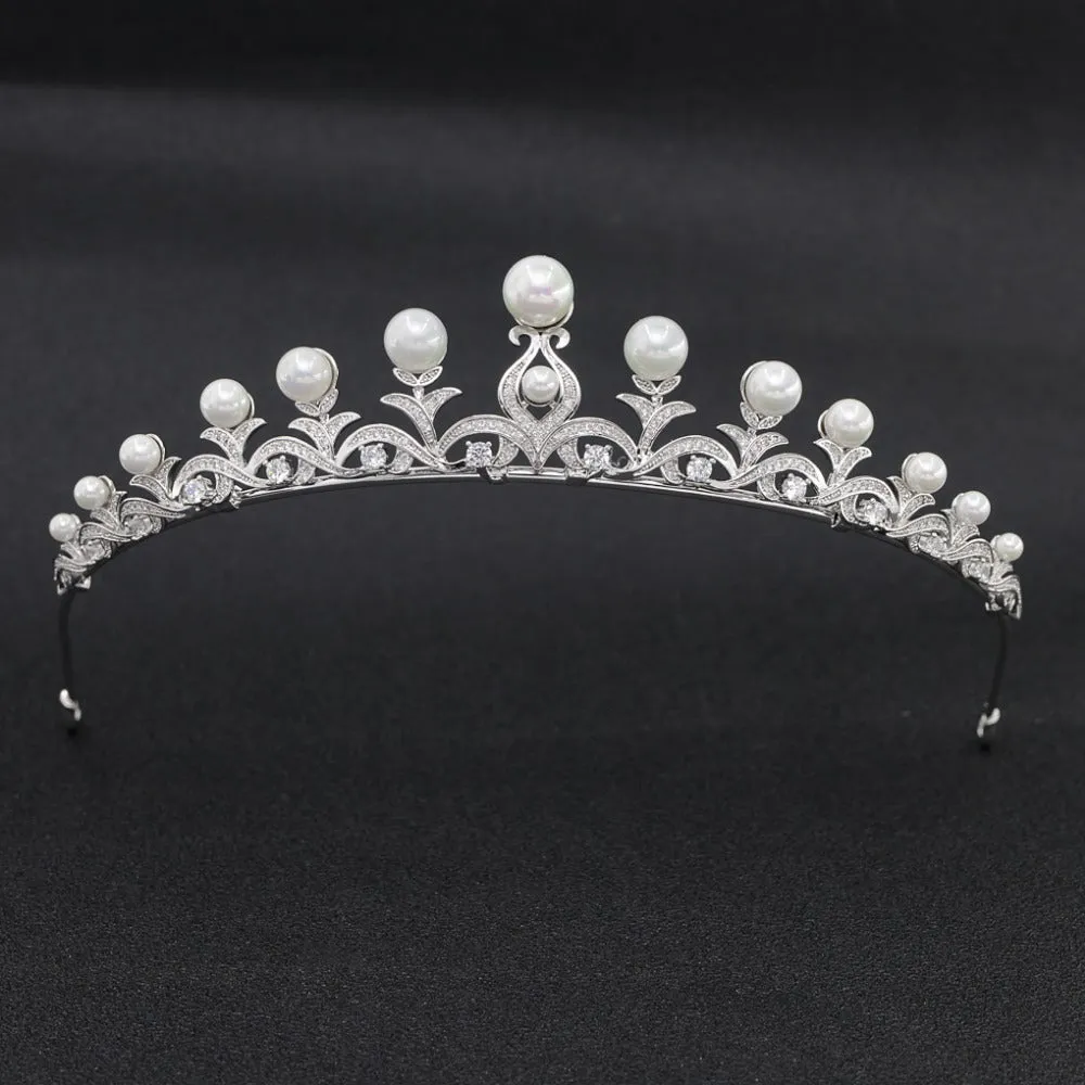 Cubic zircon wedding  bridal royal tiara diadem crown CH10046