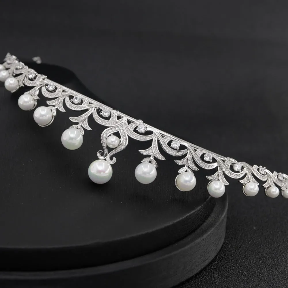 Cubic zircon wedding  bridal royal tiara diadem crown CH10046