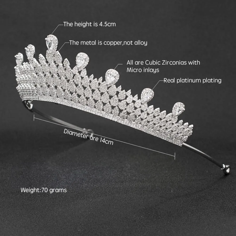 Cubic zircon wedding  bridal royal tiara diadem crown CH10058