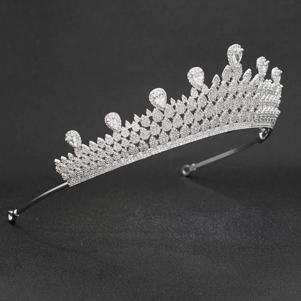 Cubic zircon wedding  bridal royal tiara diadem crown CH10058