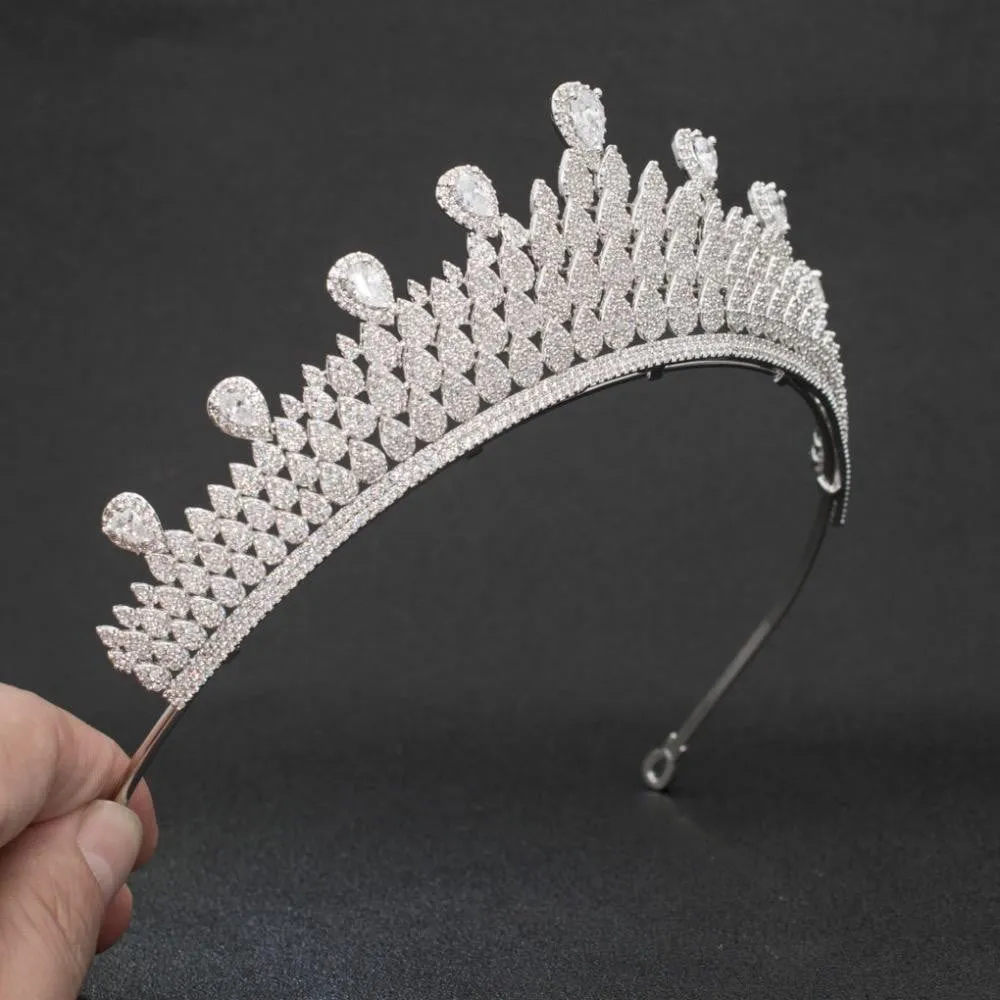 Cubic zircon wedding  bridal royal tiara diadem crown CH10058