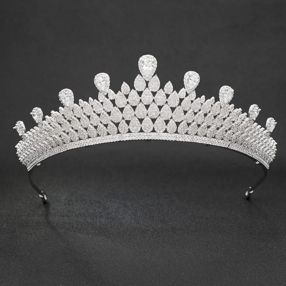 Cubic zircon wedding  bridal royal tiara diadem crown CH10058
