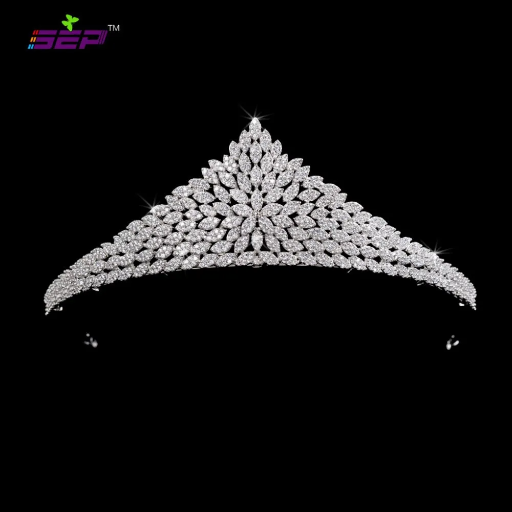 Cubic zircon wedding  bridal royal tiara diadem crown S16237
