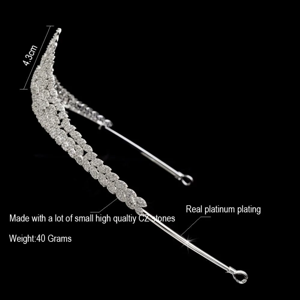 Cubic zircon wedding  bridal royal tiara diadem crown S16237