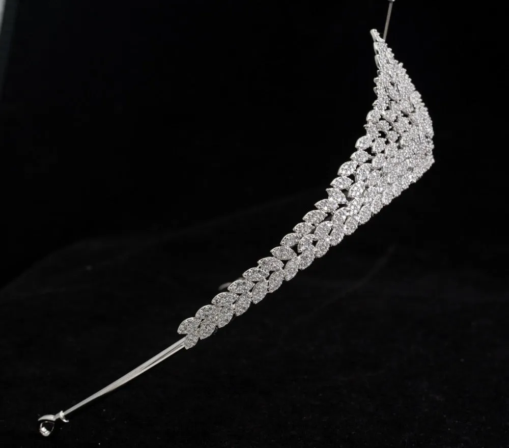 Cubic zircon wedding  bridal royal tiara diadem crown S16237