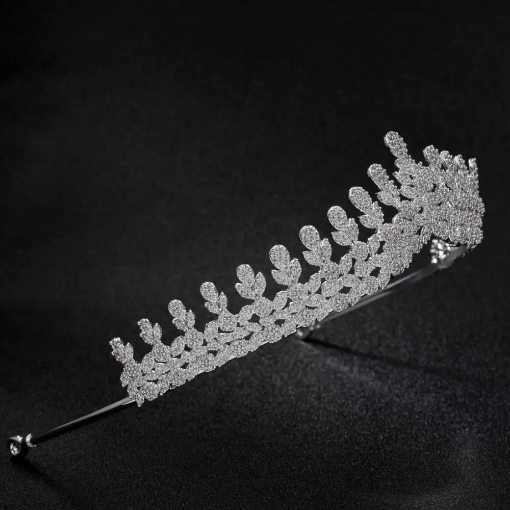 Cubic zircon wedding  bridal royal tiara diadem crown S16271