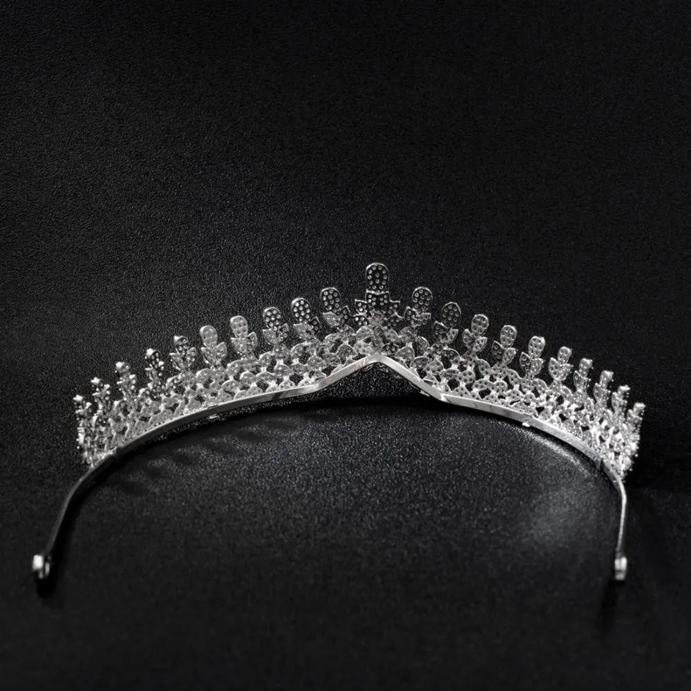 Cubic zircon wedding  bridal royal tiara diadem crown S16271