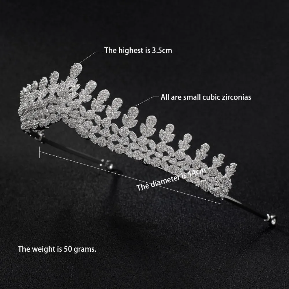 Cubic zircon wedding  bridal royal tiara diadem crown S16271