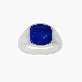 Cushion Signet Ring With Lapis Lazuli Stone