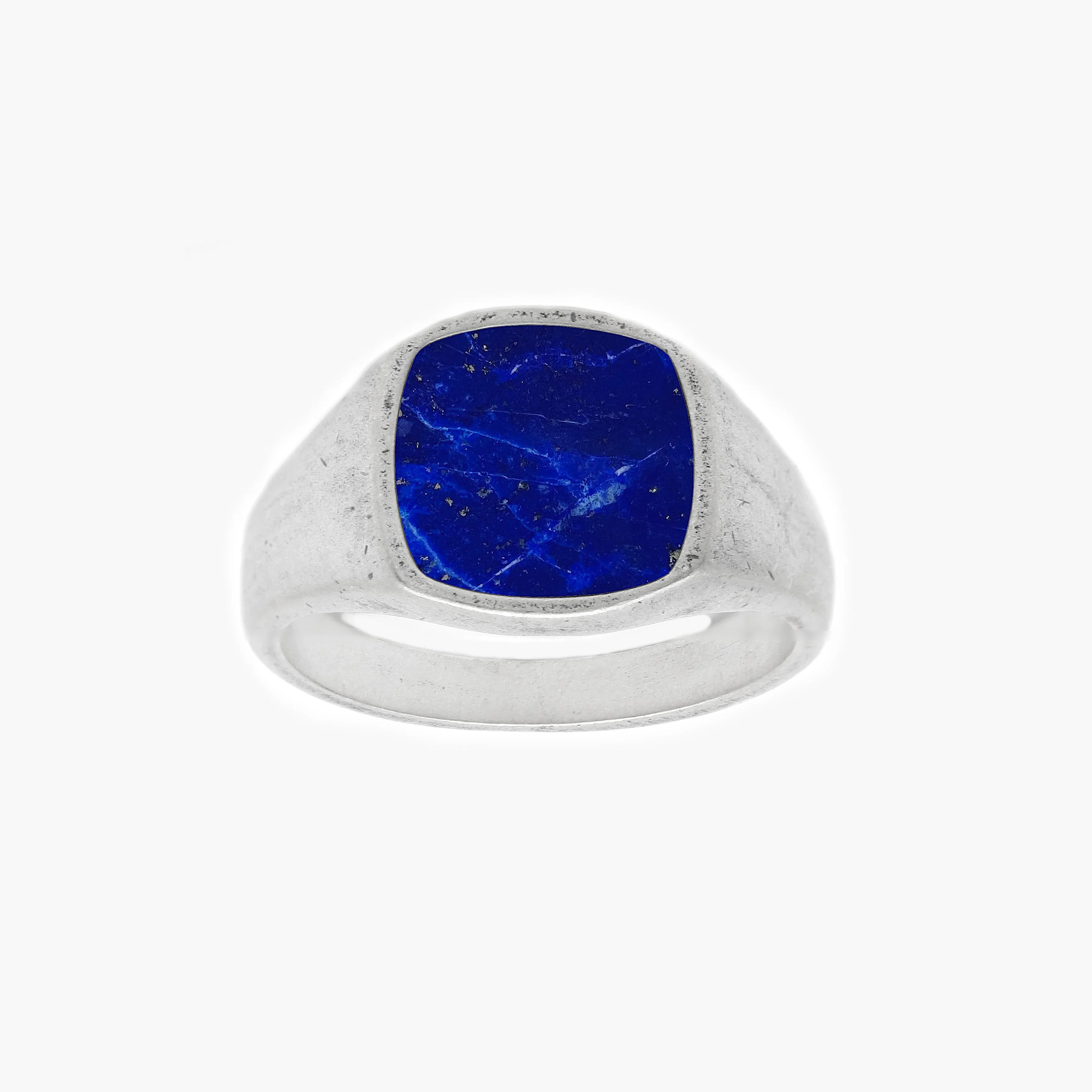 Cushion Signet Ring With Lapis Lazuli Stone
