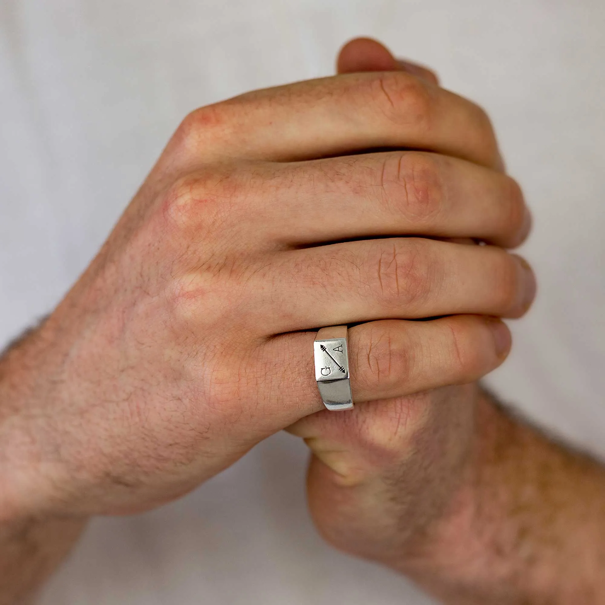 Custom Engraved Square Silver Signet Ring