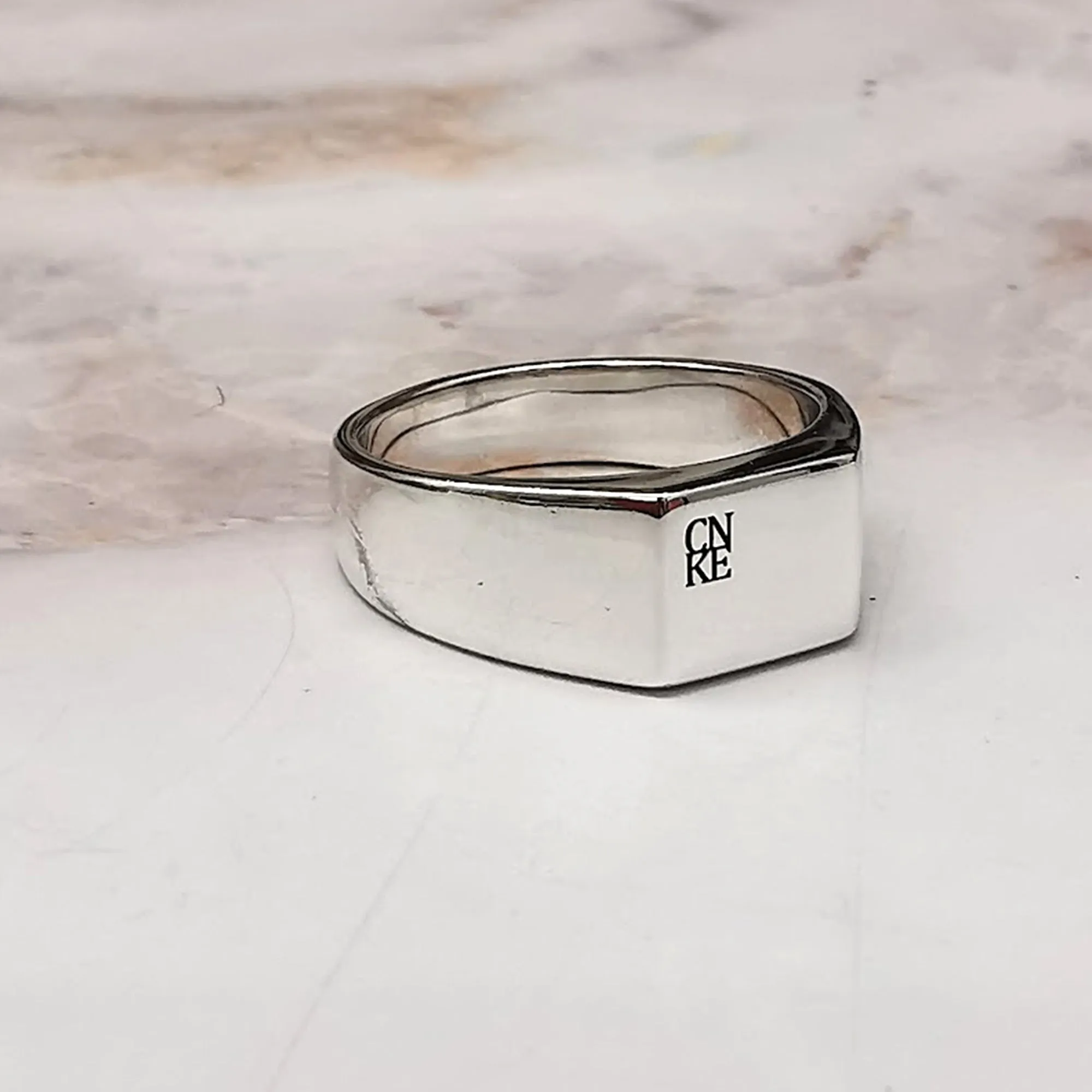 Custom Engraved Square Silver Signet Ring