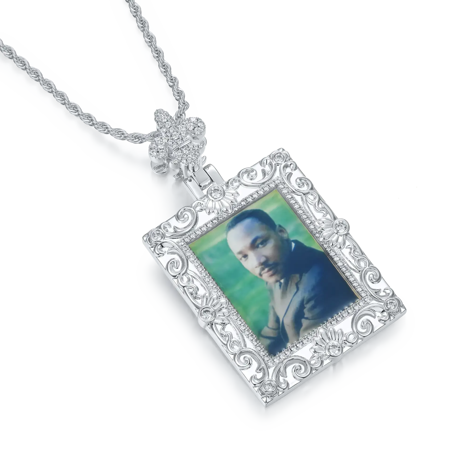 Custom Greek Pattern Vintage Rectangular Photo Pendant