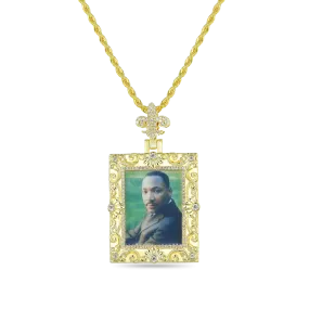 Custom Greek Pattern Vintage Rectangular Photo Pendant