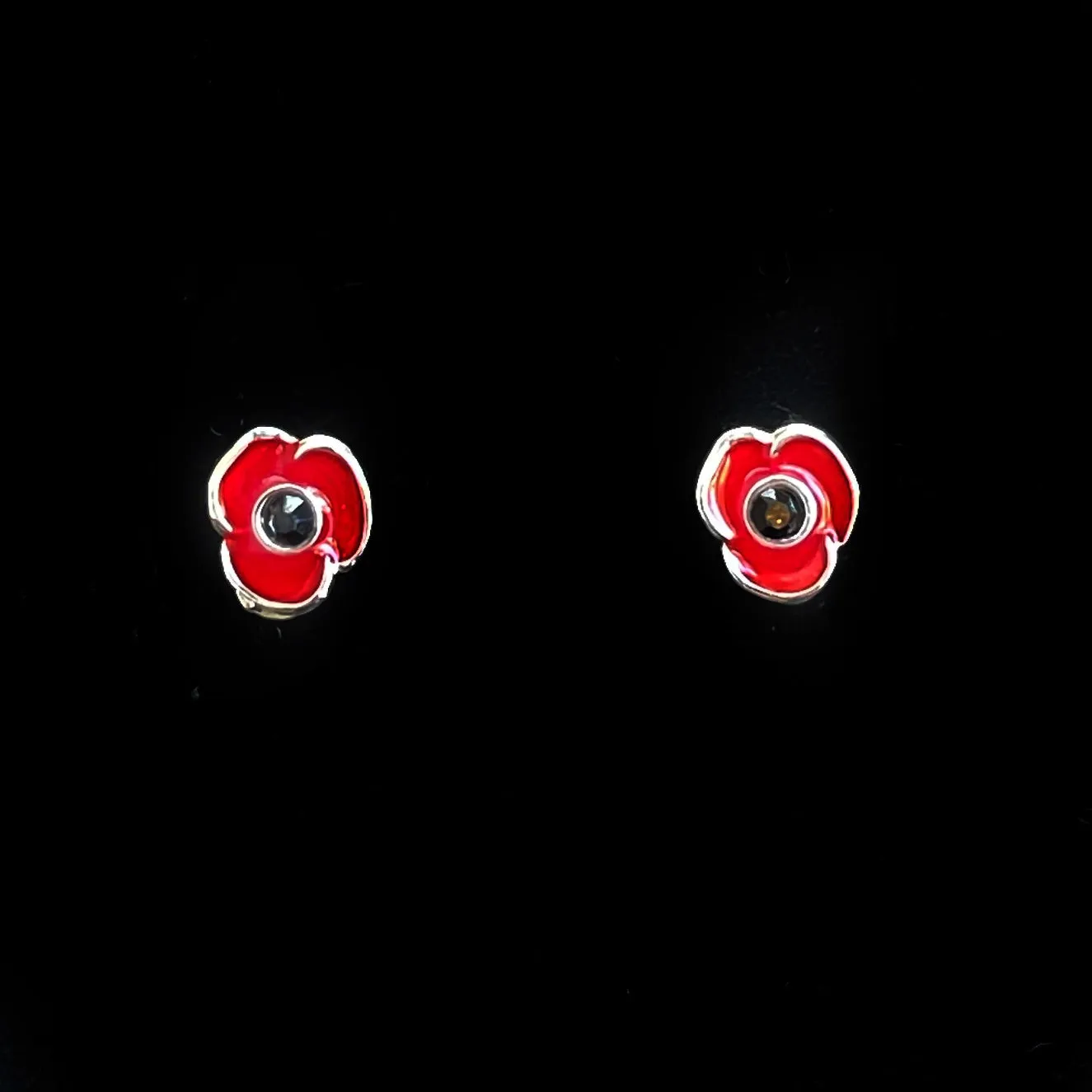 Dainty Enamel Poppy Earrings