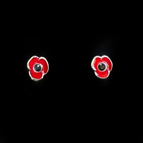 Dainty Enamel Poppy Earrings