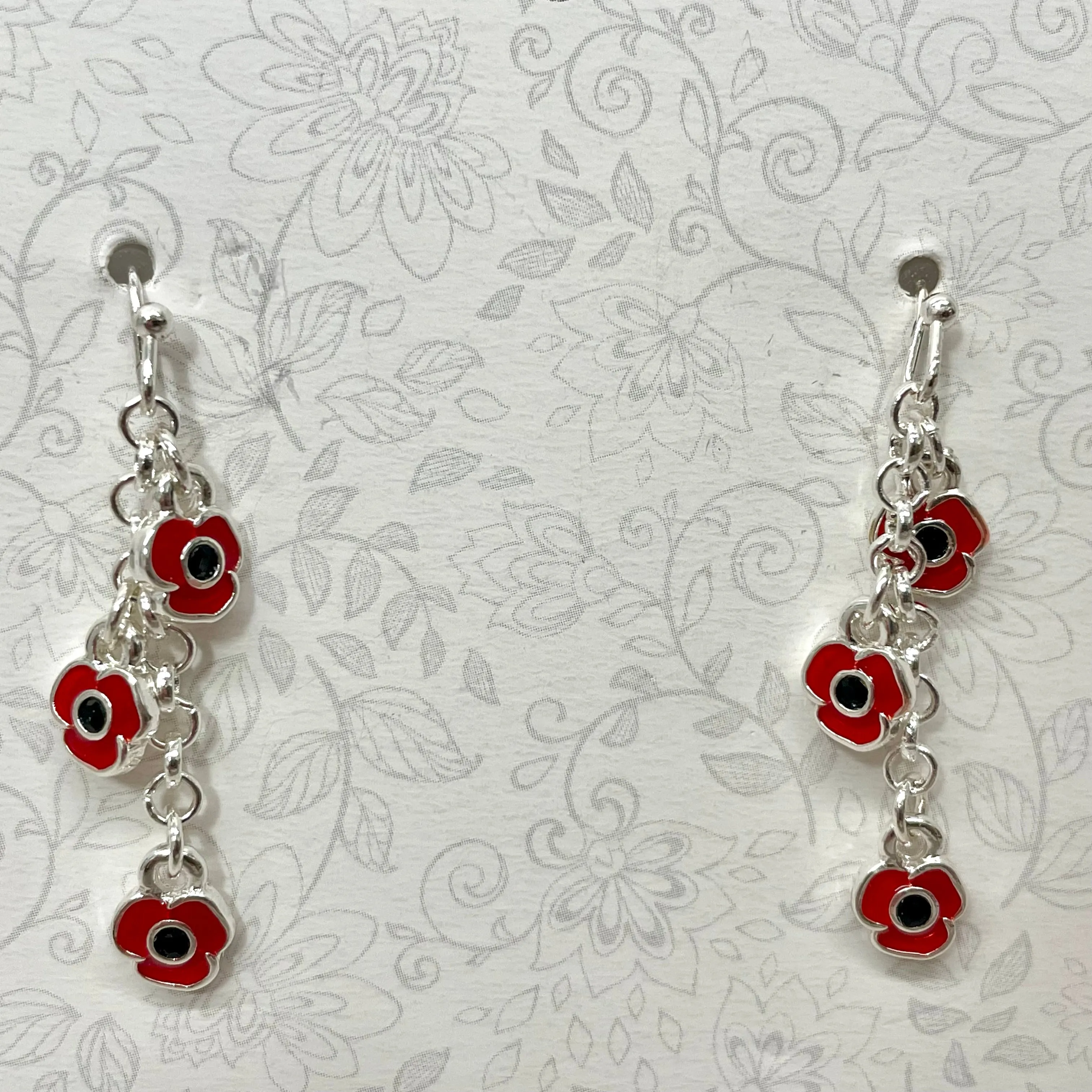 Dainty Enamel Poppy Earrings
