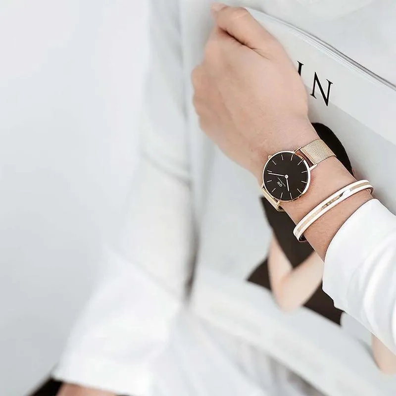 Daniel Wellington Emalie Slim Cuff Bangle Rose Gold