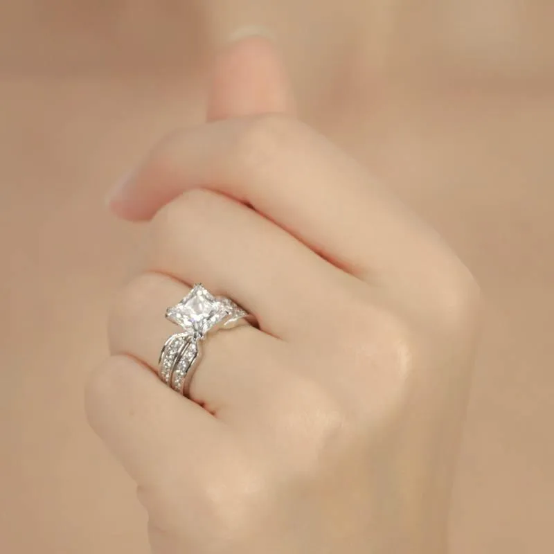 Deana Princess Double Channel Set Ring White Gold