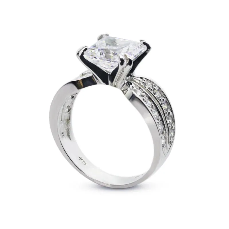 Deana Princess Double Channel Set Ring White Gold