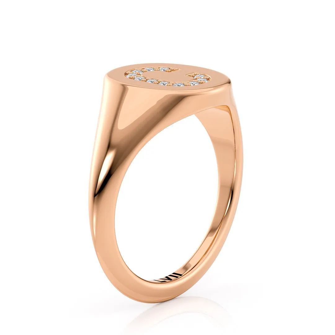 Diamond Initial Signet Ring Personalized Jewelry