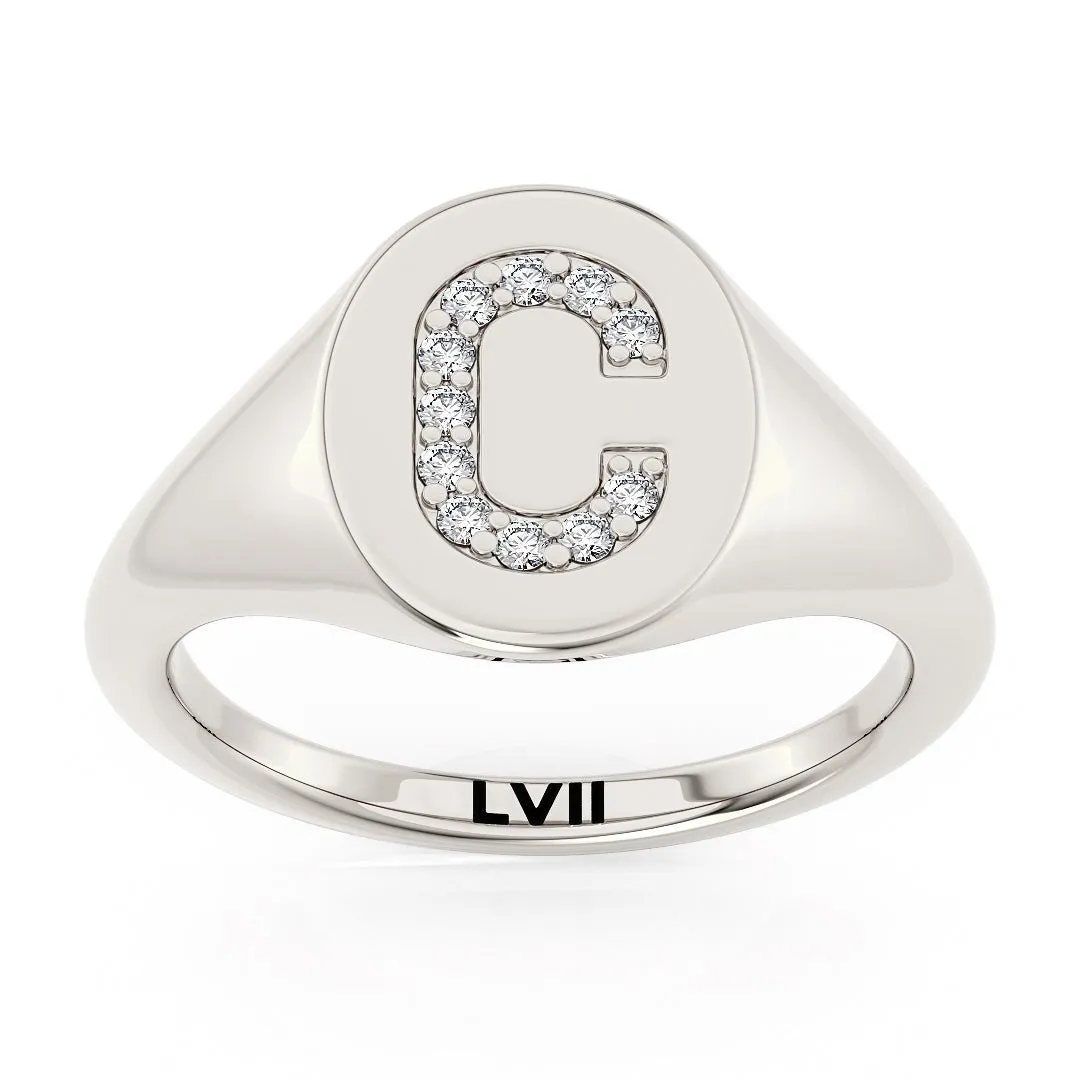 Diamond Initial Signet Ring Personalized Jewelry