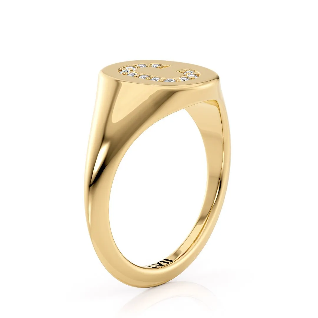 Diamond Initial Signet Ring Personalized Jewelry