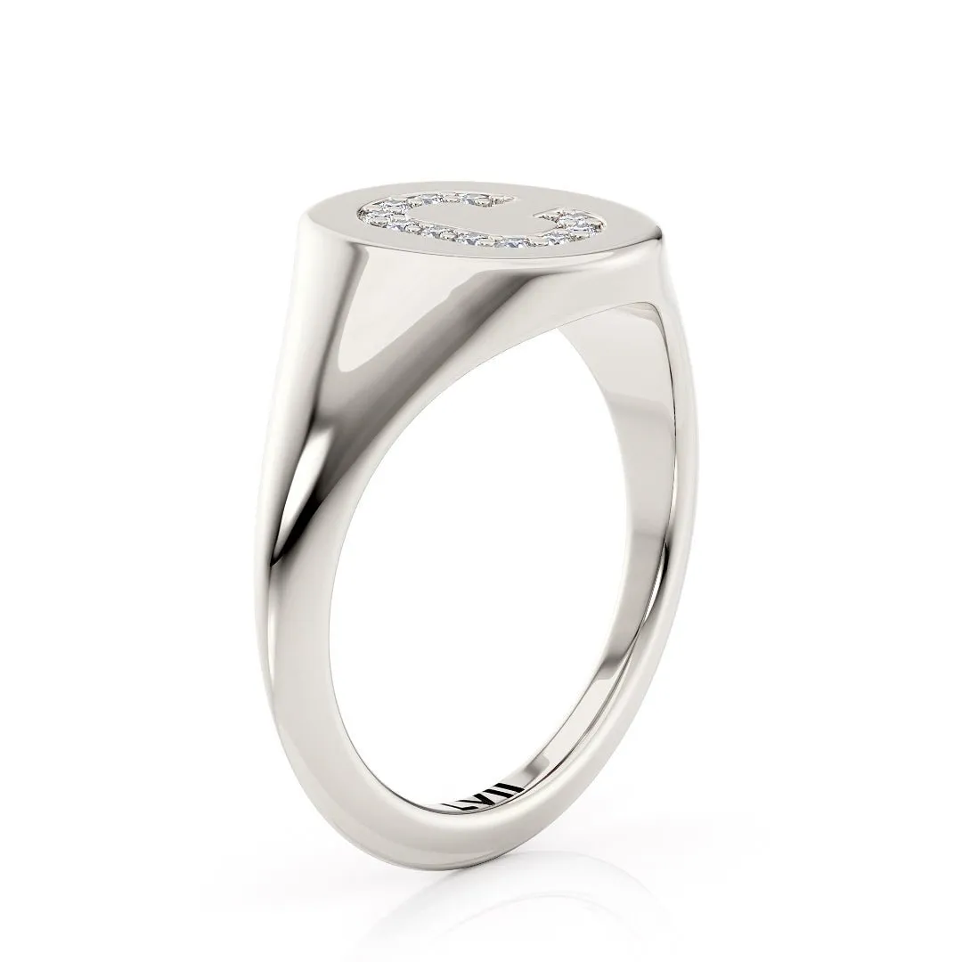 Diamond Initial Signet Ring Personalized Jewelry