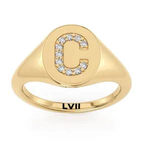 Diamond Initial Signet Ring Personalized Jewelry