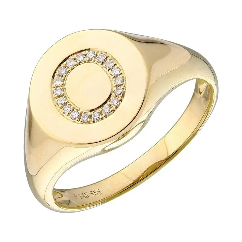 Diamond Initial Signet Ring