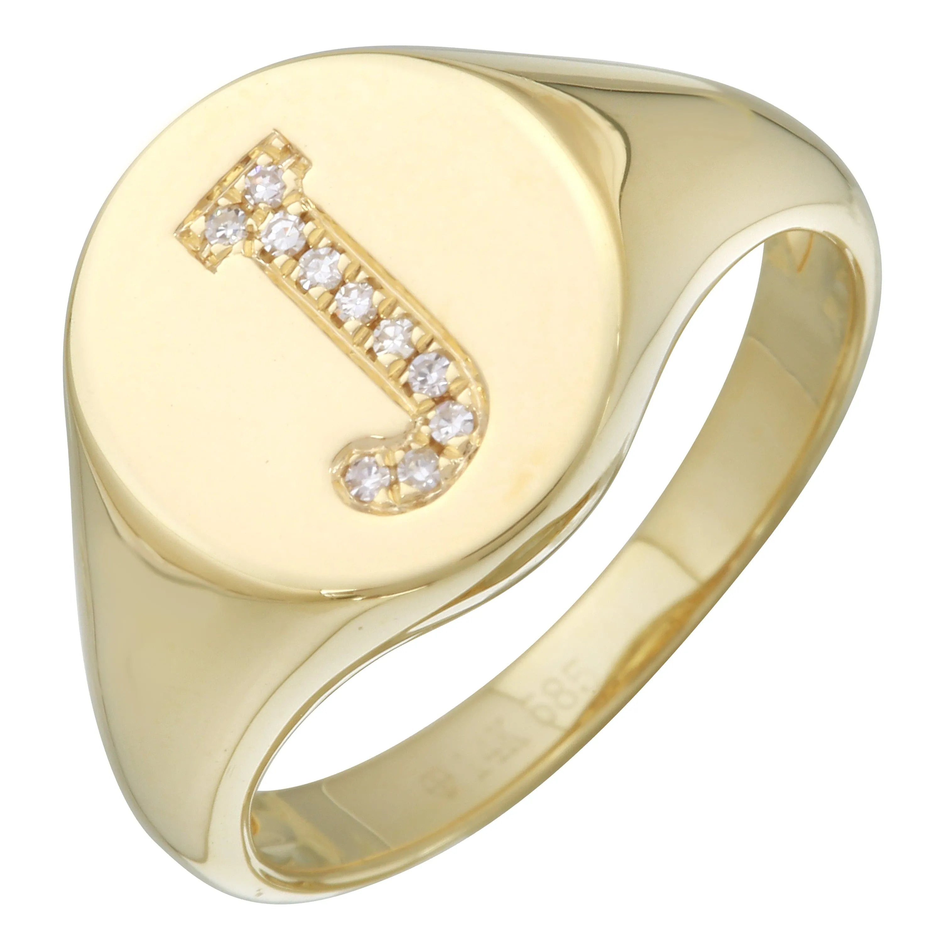 Diamond Initial Signet Ring