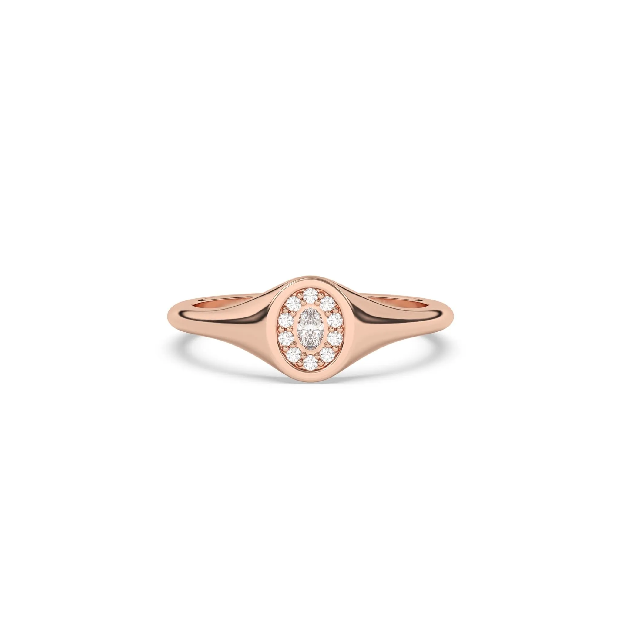 Diamond Oval Signet Ring