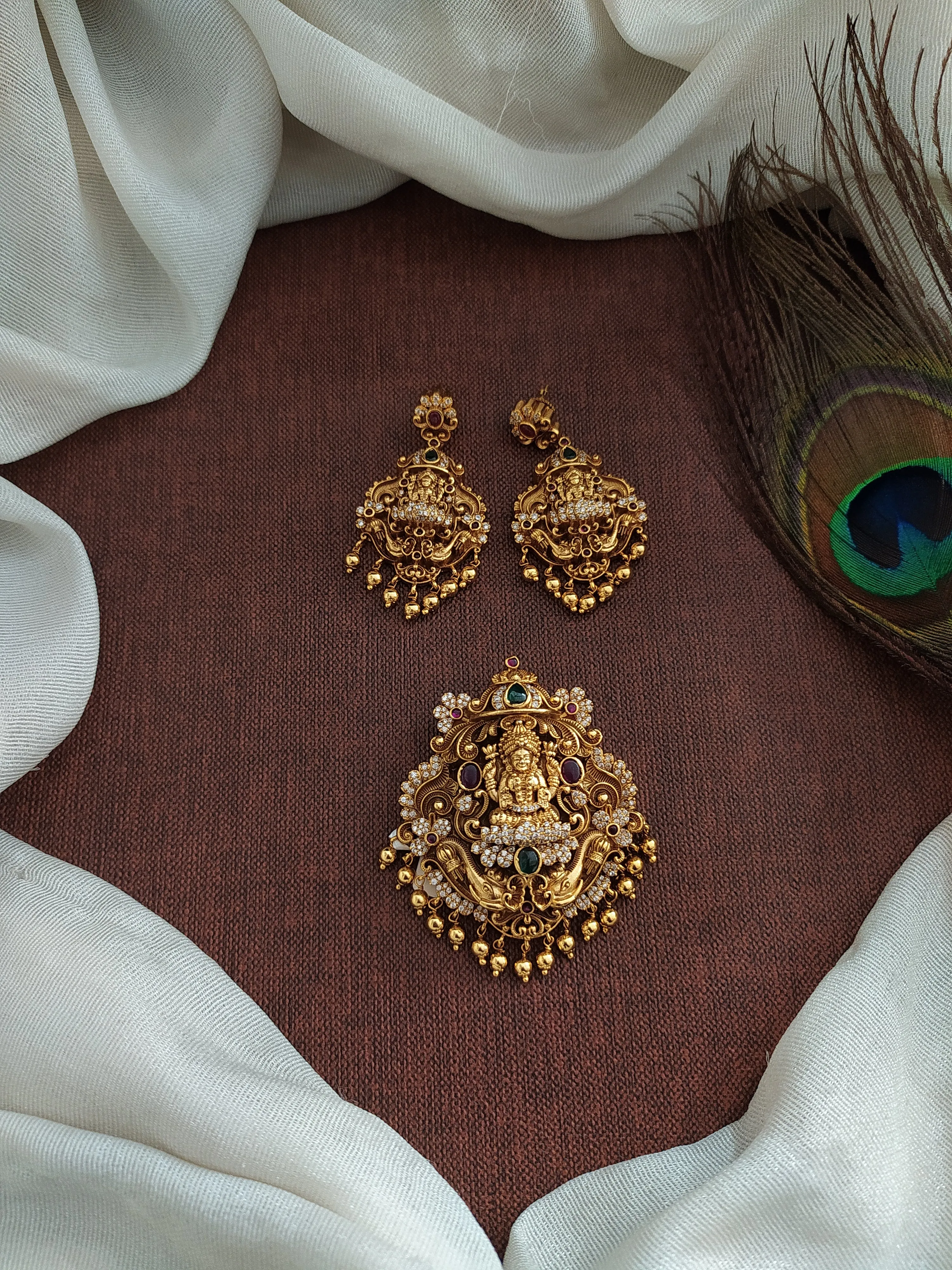 Divine Blessings Of Goddess Lakshmi Ji Antique Pendant Set