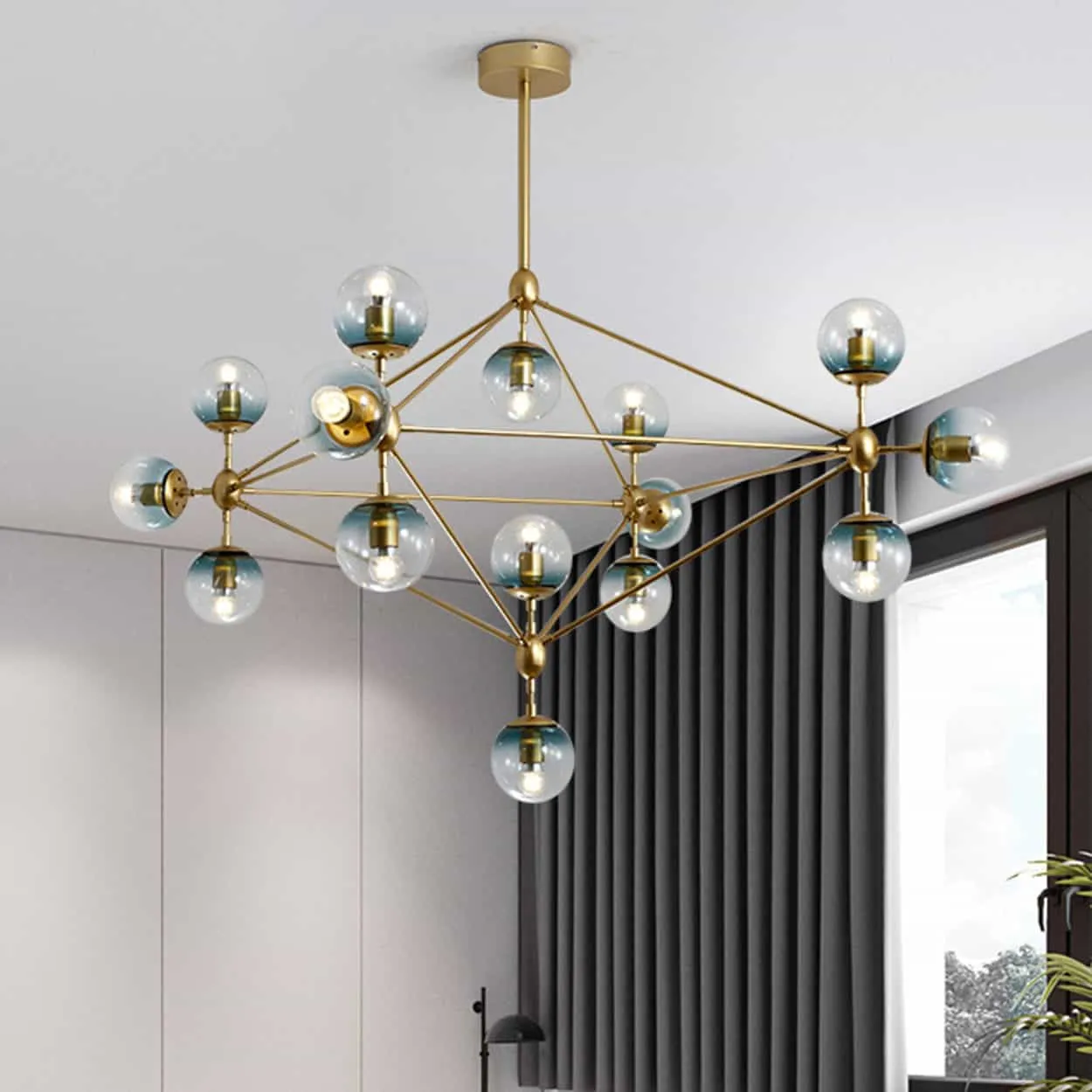 Elovold Glass Ball Atomic Pendant Lamp