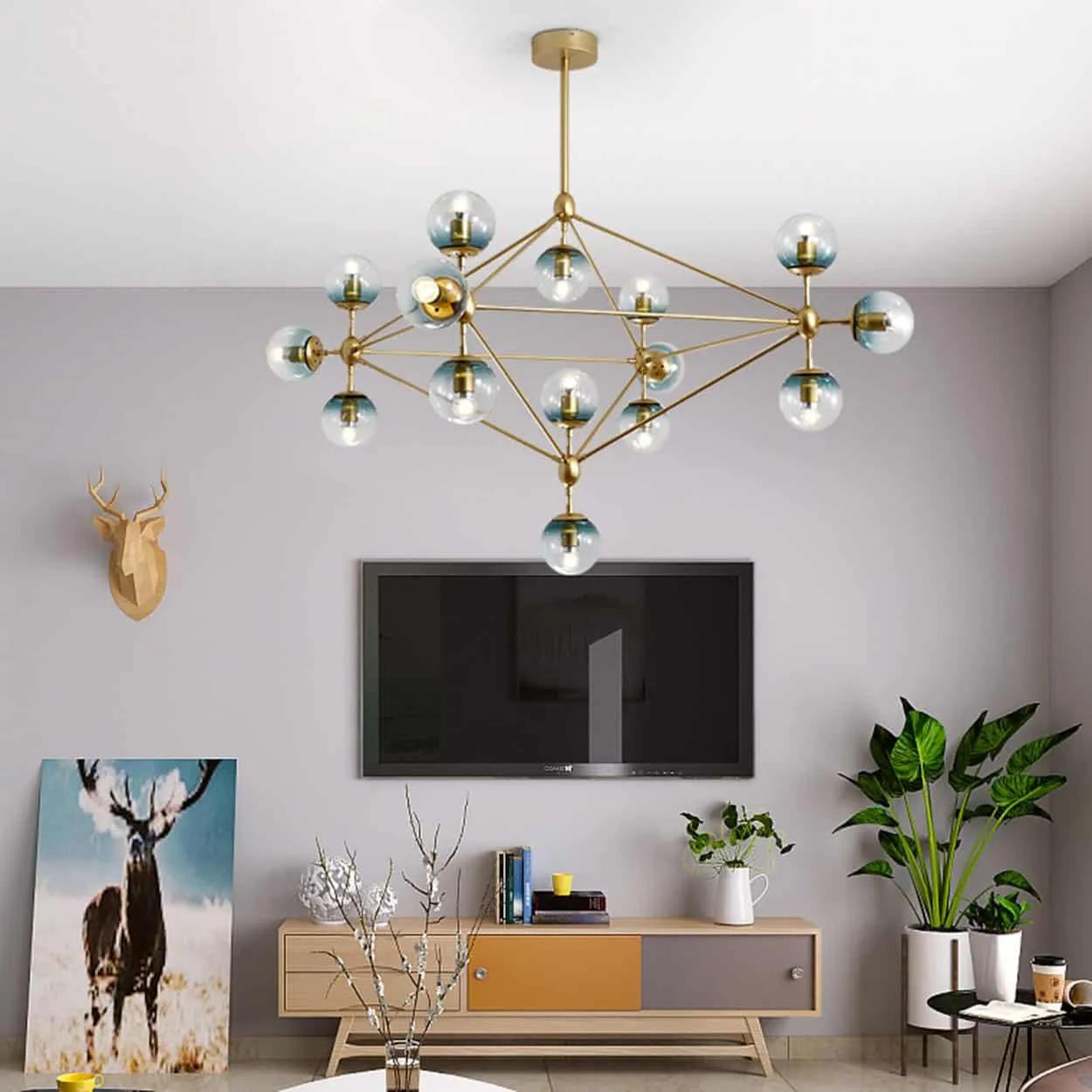 Elovold Glass Ball Atomic Pendant Lamp