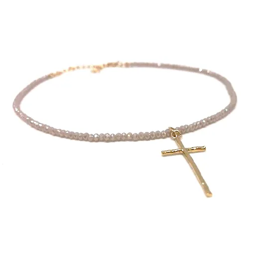 Erin Gray - Prayer Cross on Palest Pink Necklace